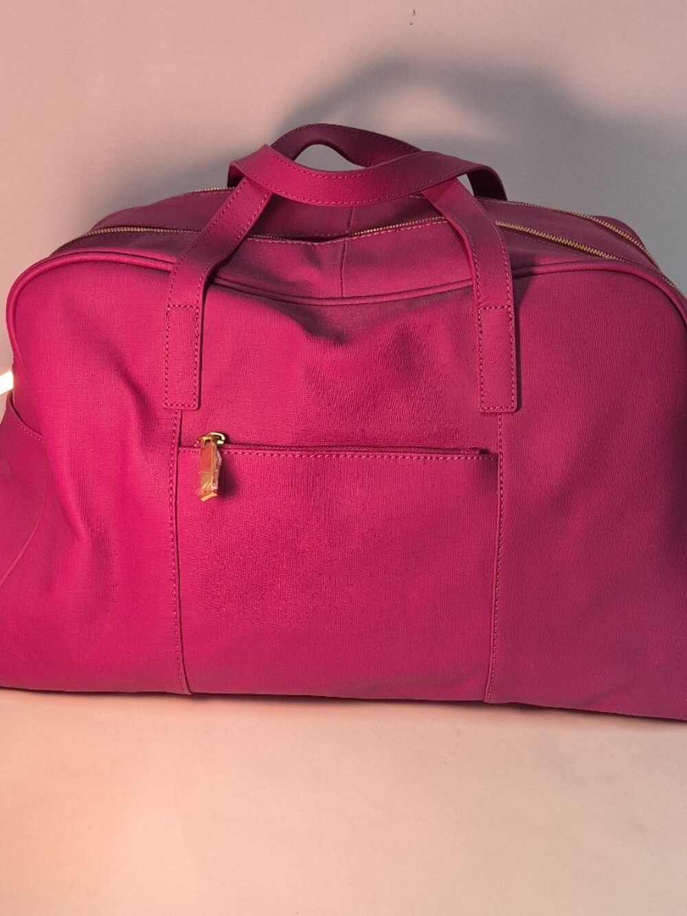 JOY & IMAN Pink Faux Leather Overnight Bag Shoulder Strap Solid 18" & Under
